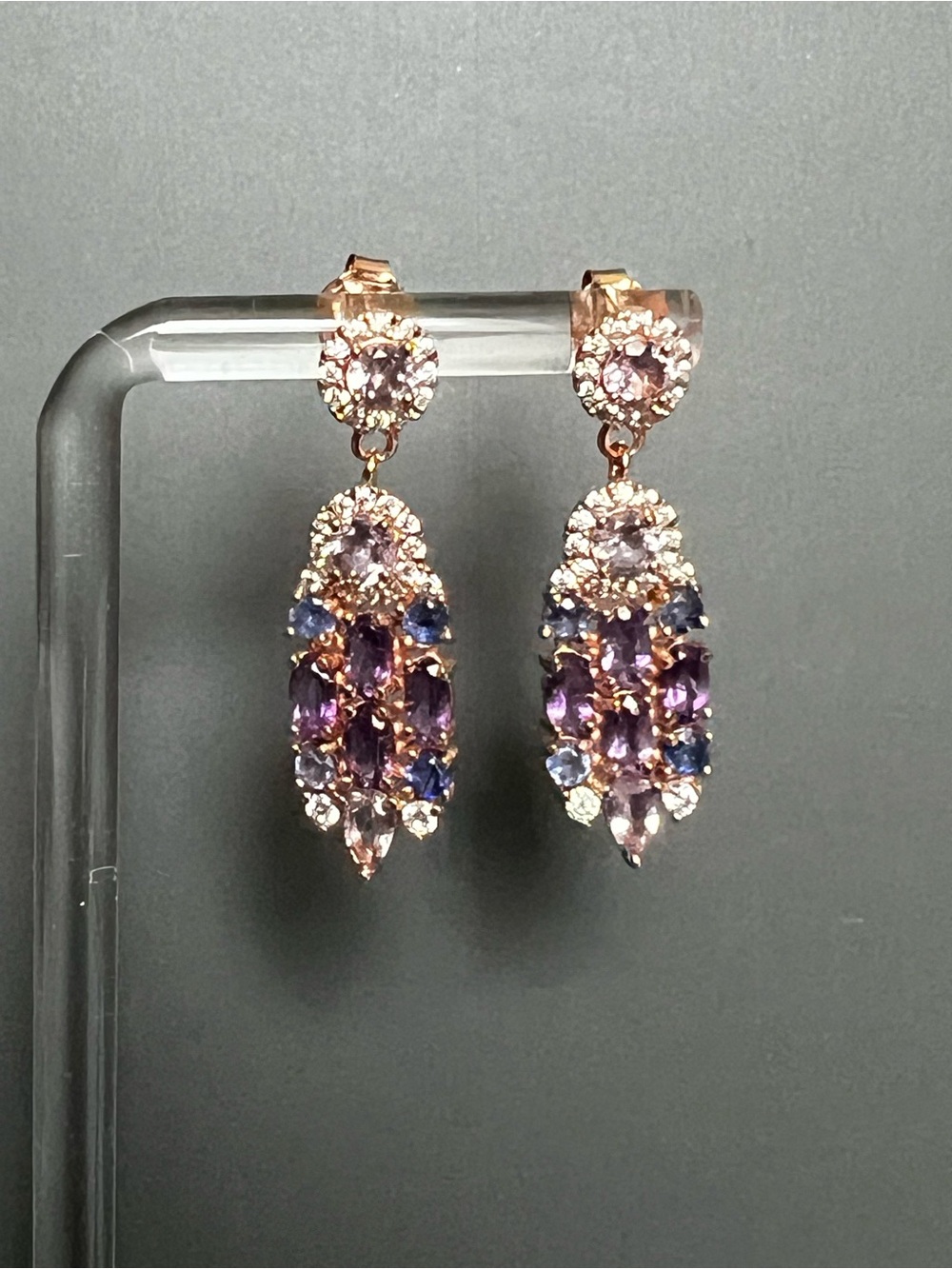 Rose Gold over Sterling Gemstone drop earrings
